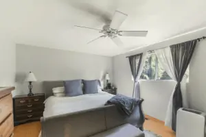 White Quiet ceiling fan with light in a bedroom