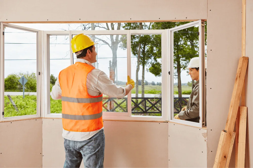 Men installing a window