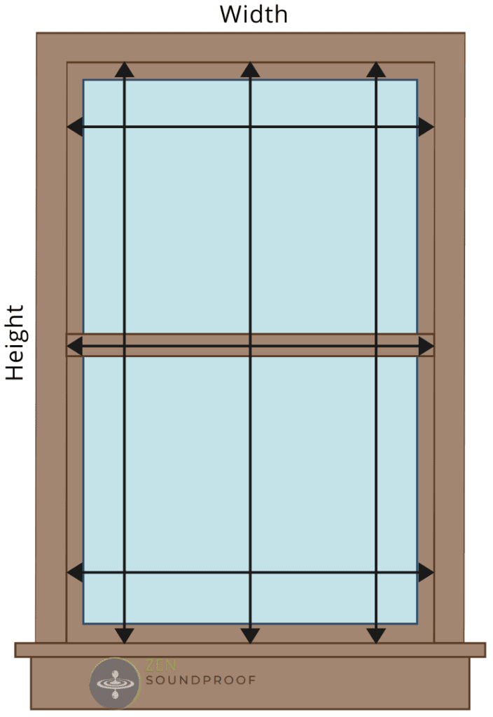 Illustration showing where to take measurements to build a window inserts